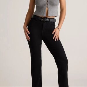 Quince Stretch High Rise Straight Jeans in Black